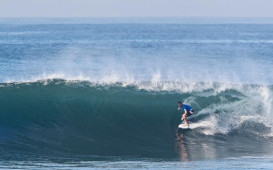 Former event winner Taj Burrow was eliminated in an incredibley exciting heat on Day 3  WSL Tim Hain
