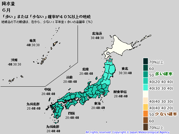 6月の降水量の予想