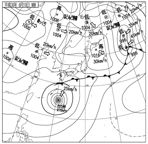 6月10日日曜日の天気図 