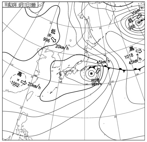 6月11日月曜日の天気図