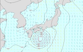 2018.8.31に予想した9.4(火)午前6時の予想天気図