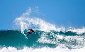 surfs at JBay in Jeffreys Bay, South Africa on July 13, 2019