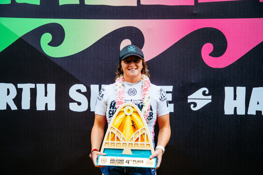 HALEIWA, HAWAII - DECEMBER 6: India Robinson of Australia after placing 4th in the Final at the Michelob ULTRA Pure Gold Haleiwa Challenger on December 5, 2021 in Haleiwa, Hawaii. (Photo by Tony Heff/World Surf League)