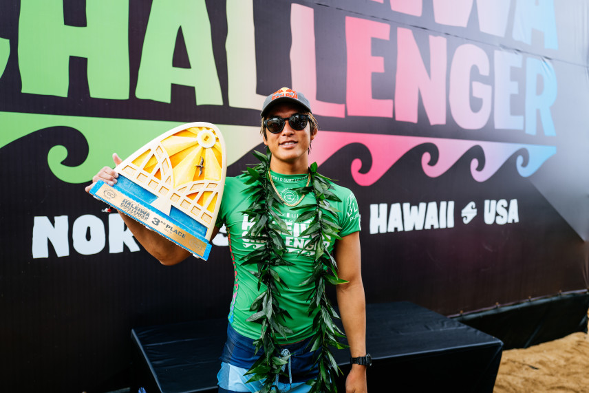 HALEIWA, HAWAII - DECEMBER 5: Kanoa Igarashi of Japan after placing 3rd in the Final at the Michelob ULTRA Pure Gold Haleiwa Challenger on December 5, 2021 in Haleiwa, Hawaii. (Photo by Brent Bielmann/World Surf League)
