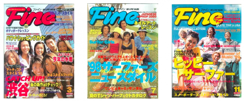 【当時の Fine 表紙】 左から’98年3月号／’98年7月号／’99年11月号今、新たにZ世代で、’90 年代ファッションが再燃しており、当時を彷彿とさせる「ハイビスカス」「レトロ感」を感じるデザインリバイバルも起こっています。