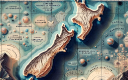 DALL·E 2024-02-07 15.56.10 - A detailed map showcasing New Zealand as part of the submerged continent of Zealandia, with the continental shelf highlighted in pale colors. The map