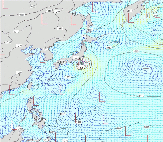 2024年8月16日(金)午前9時の予想天気図