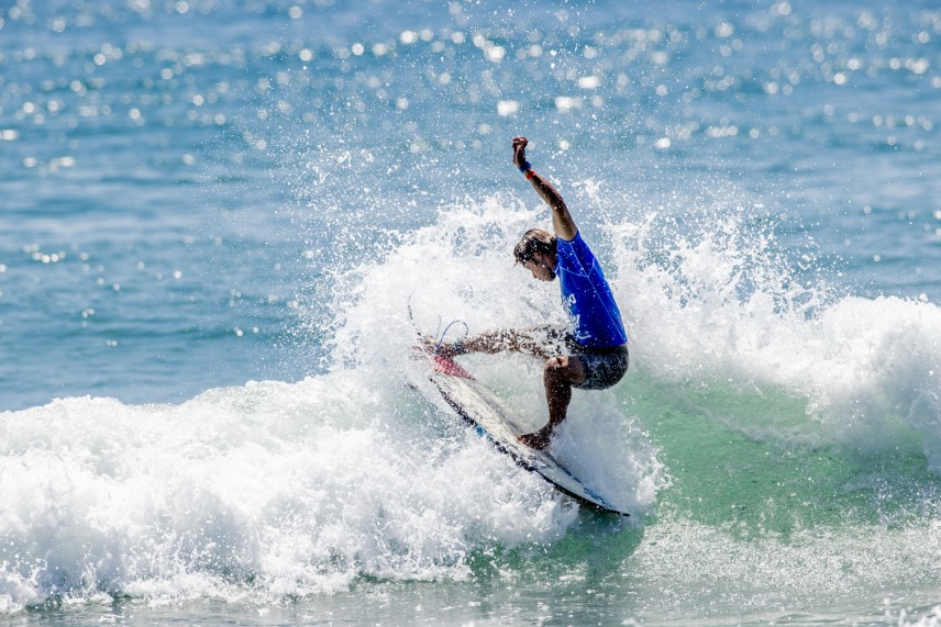 Caption: Kei Kobayashi (USA) was a standout on all week at the whitebuffalo OMAEZAKI Pro QS 3000. Credit: WSL / Izumo