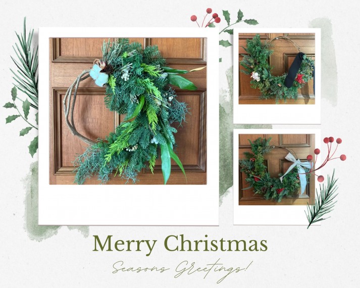 White and Green Aesthetic Christmas Greeting Photo Collage
