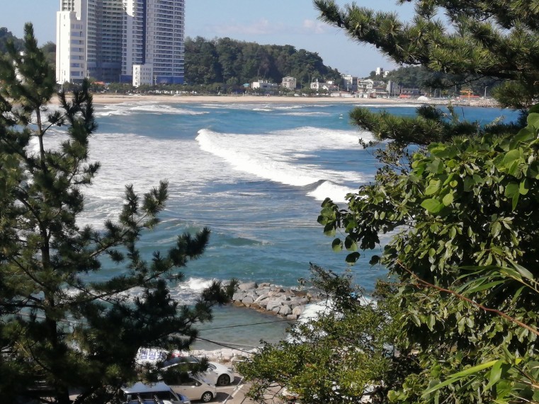 竹島の展望台から綺麗なブレイクが見える。LOOKING GOOD！
