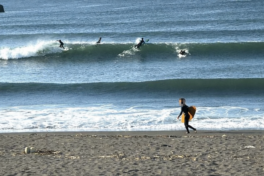 ビーチでサーフィンを楽しむ人々
