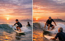朝と夕方のサーフィン