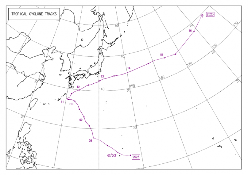 2025年台風23号の進路(気象庁より)