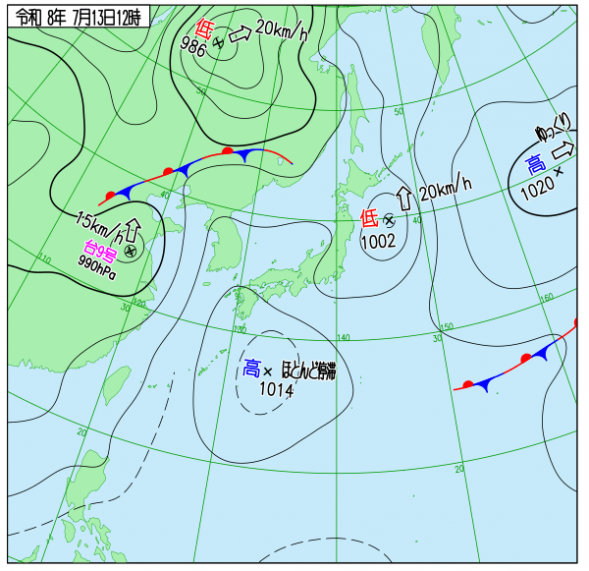 13日：華北の台風9号は徐々に衰弱しながら北東進