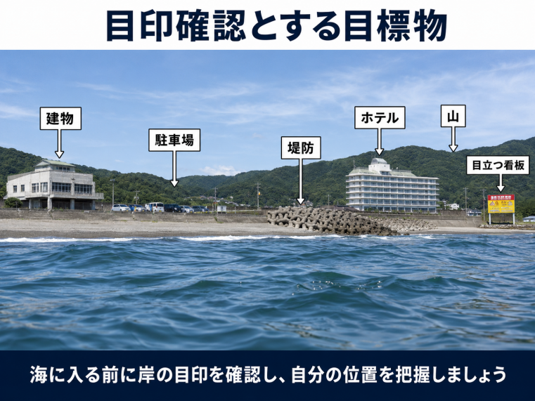 海上から自分の位置を確認するための岸の目印